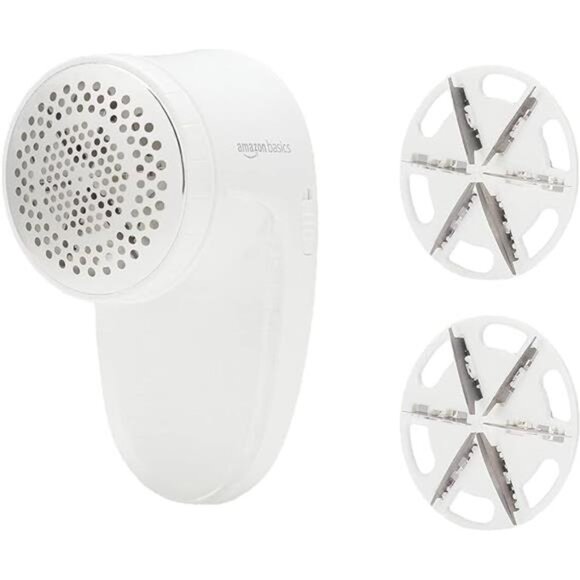 Battery Operated Fabric Shaver, Lint and Fuzz Remover with 2 Spare Blades -White - Picture 7 of 7
